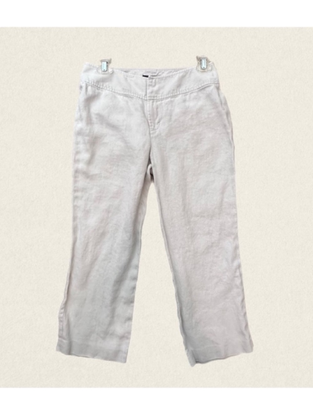 Banana Republic Minimalist Coastal Quiet Luxury Cropped Linen Pants.